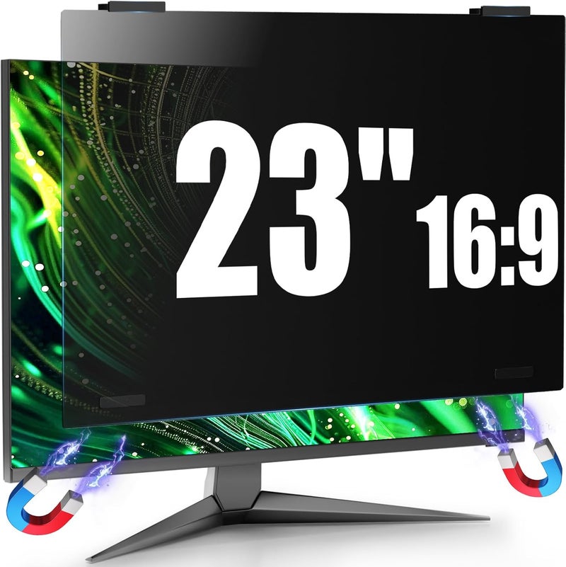 JEEETINTX Magnetic Computer Privacy Screen Shield 23 Inch for Frameless Monitor Thin Bezel 16:9 Widescreen, Hanging Removable Anti Blue Light Privacy Filter Protector Eye Protection - Image 1